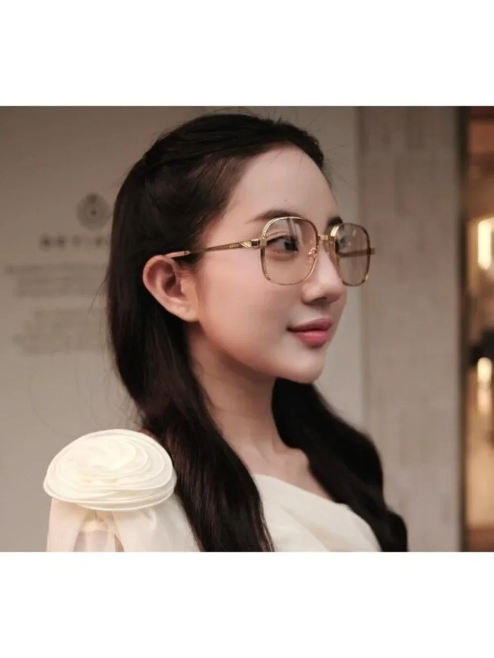 Gucci GG0788S 001 Sunglasses Gold Square Frame, Yellow Lenses